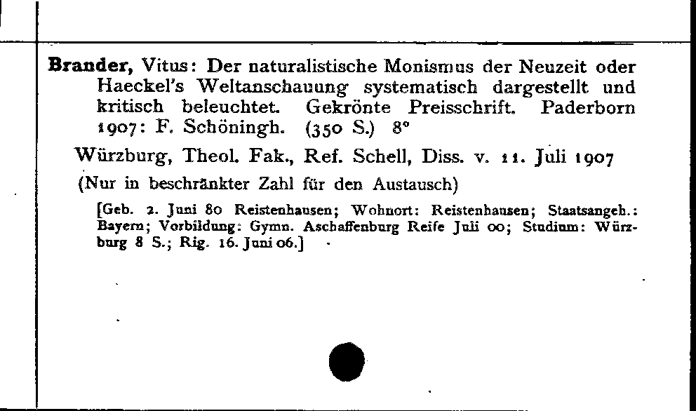 [Katalogkarte Dissertationenkatalog bis 1980]