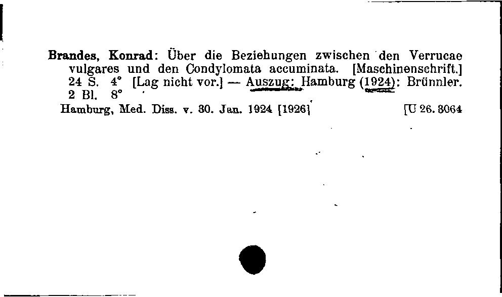 [Katalogkarte Dissertationenkatalog bis 1980]