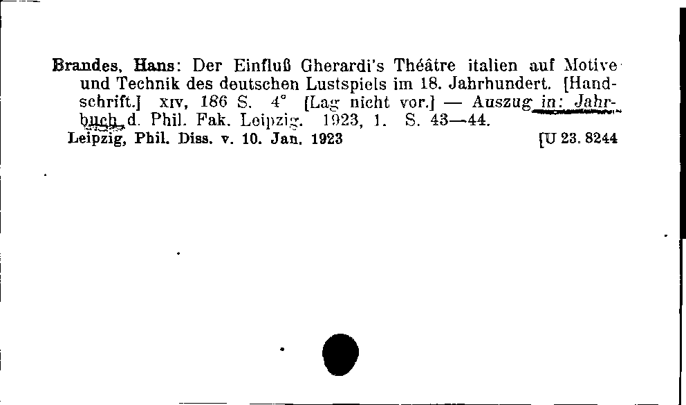 [Katalogkarte Dissertationenkatalog bis 1980]