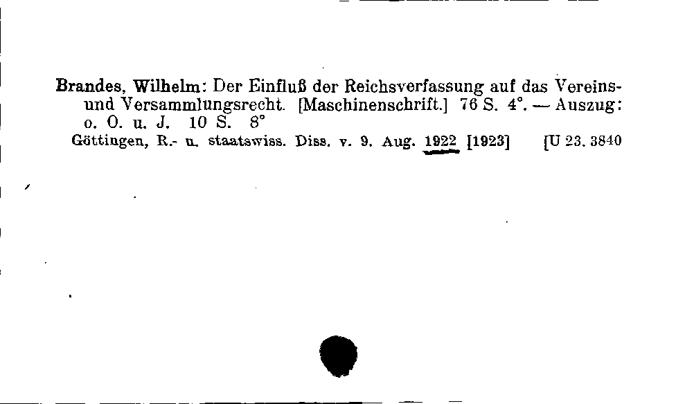 [Katalogkarte Dissertationenkatalog bis 1980]