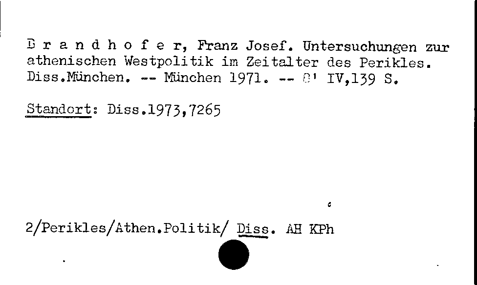 [Katalogkarte Dissertationenkatalog bis 1980]