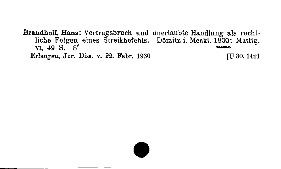 [Katalogkarte Dissertationenkatalog bis 1980]