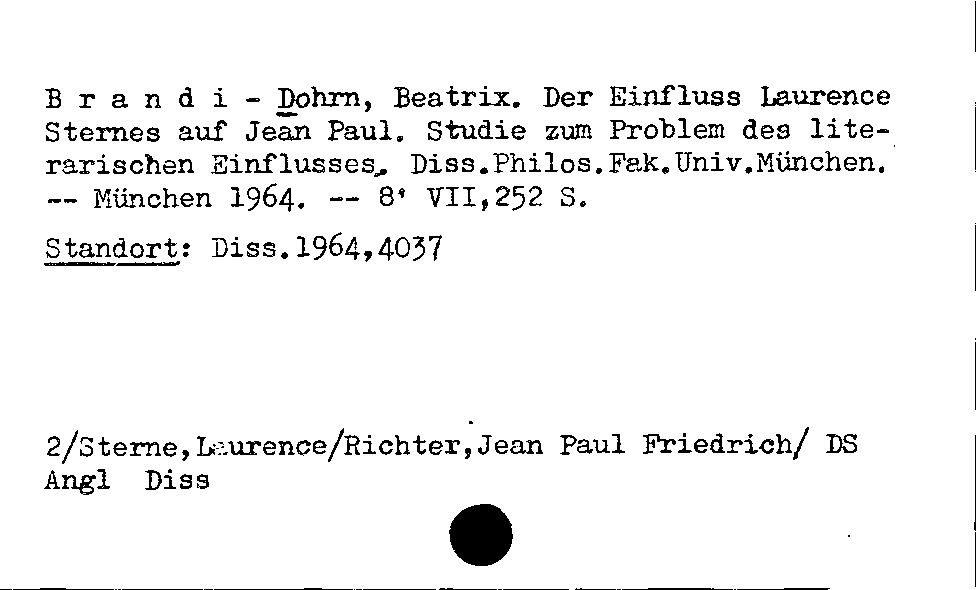 [Katalogkarte Dissertationenkatalog bis 1980]