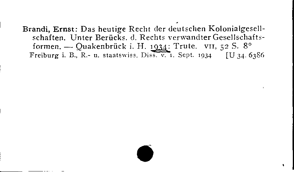 [Katalogkarte Dissertationenkatalog bis 1980]