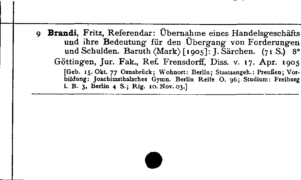 [Katalogkarte Dissertationenkatalog bis 1980]