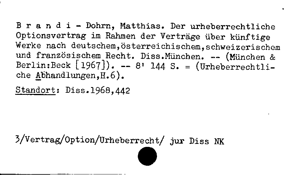 [Katalogkarte Dissertationenkatalog bis 1980]