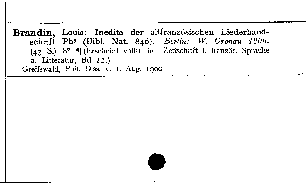 [Katalogkarte Dissertationenkatalog bis 1980]