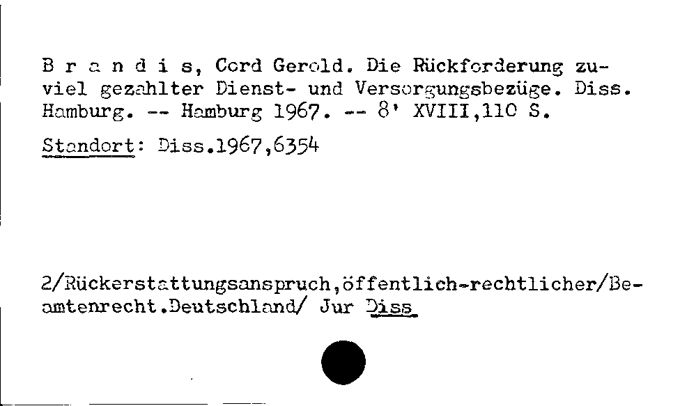 [Katalogkarte Dissertationenkatalog bis 1980]