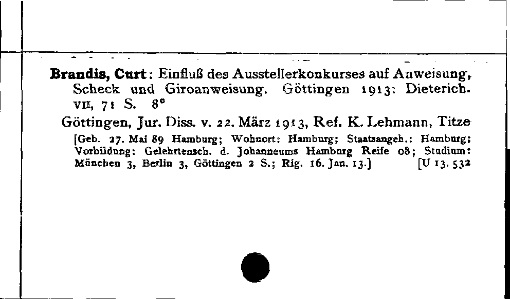 [Katalogkarte Dissertationenkatalog bis 1980]