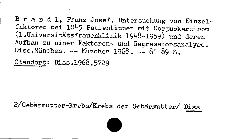 [Katalogkarte Dissertationenkatalog bis 1980]