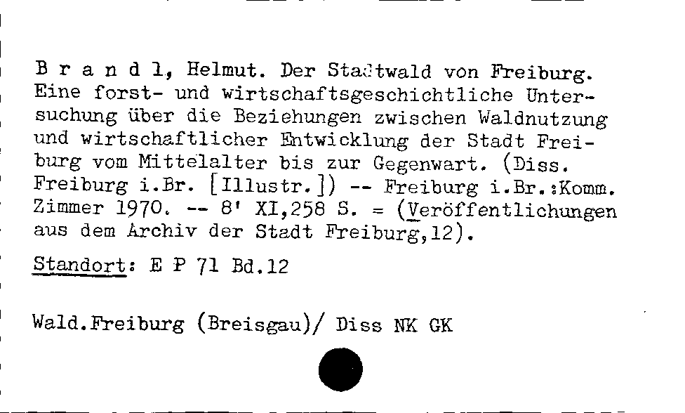 [Katalogkarte Dissertationenkatalog bis 1980]