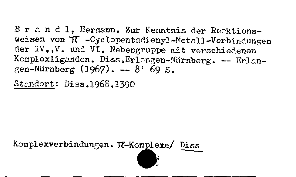 [Katalogkarte Dissertationenkatalog bis 1980]