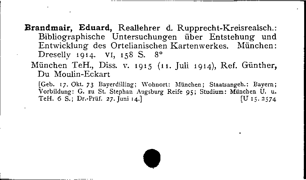 [Katalogkarte Dissertationenkatalog bis 1980]