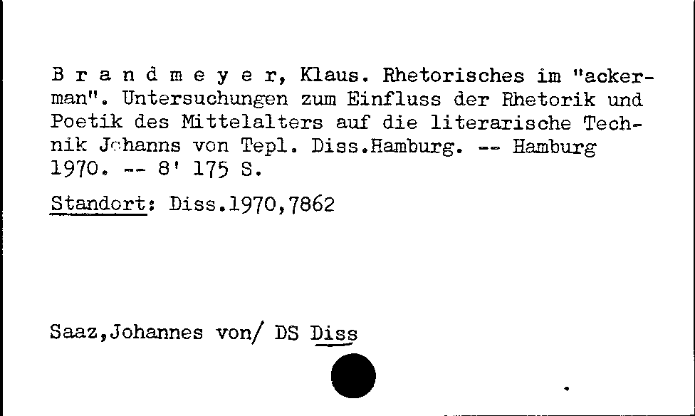 [Katalogkarte Dissertationenkatalog bis 1980]