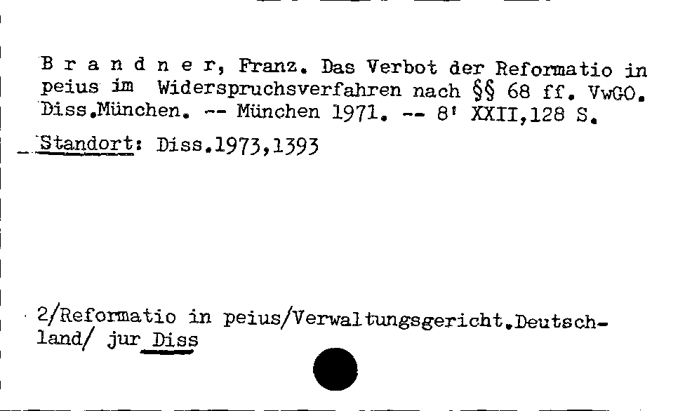 [Katalogkarte Dissertationenkatalog bis 1980]