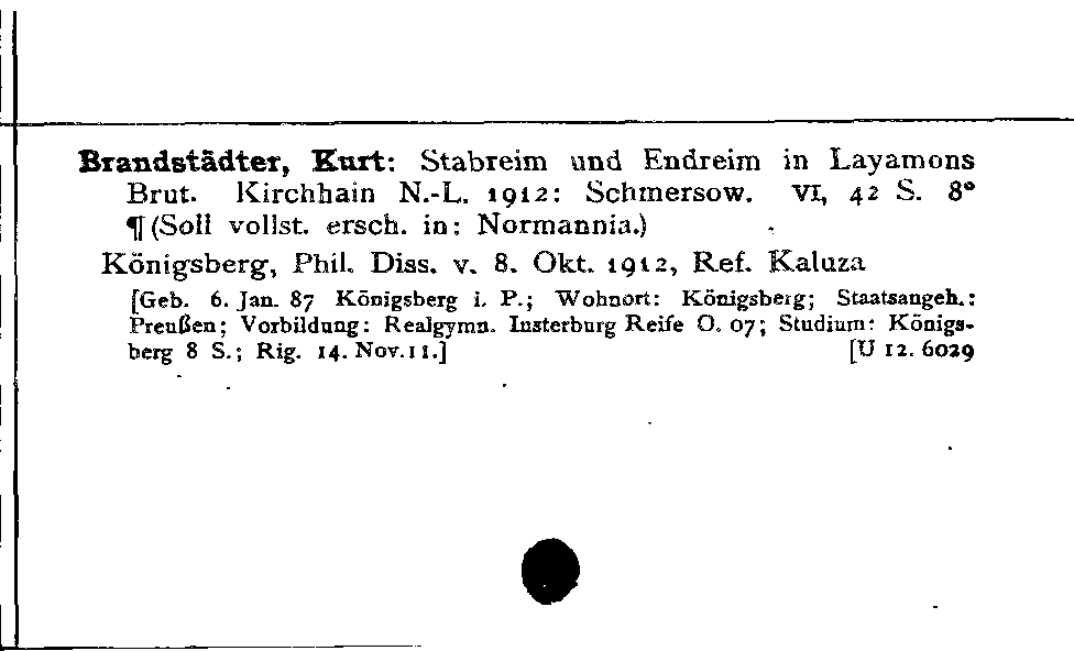 [Katalogkarte Dissertationenkatalog bis 1980]