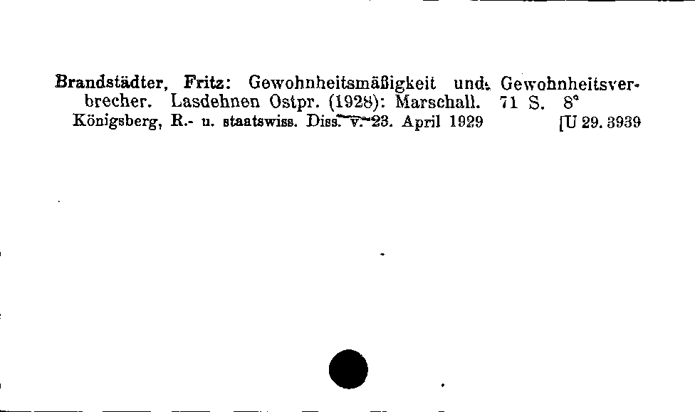 [Katalogkarte Dissertationenkatalog bis 1980]