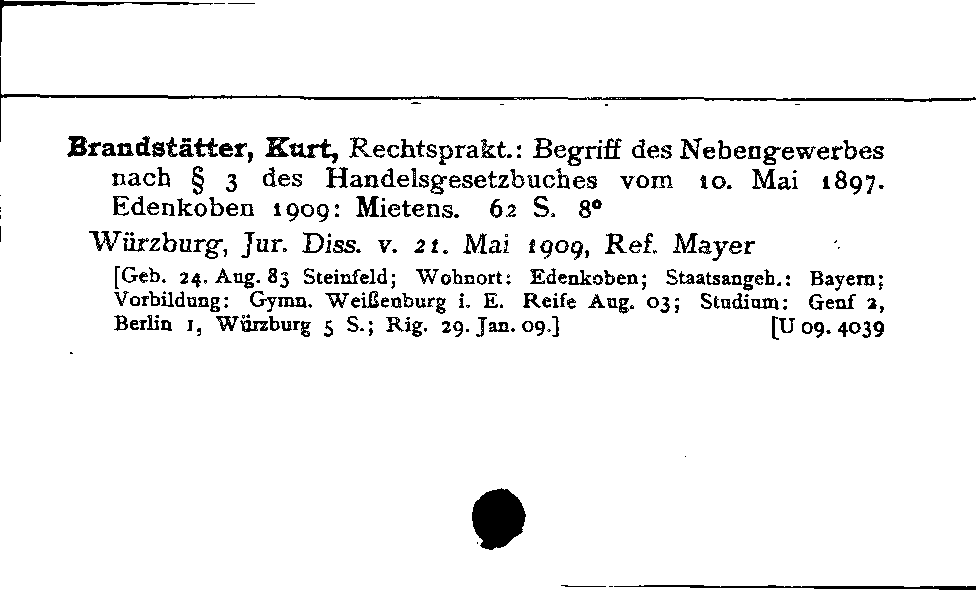 [Katalogkarte Dissertationenkatalog bis 1980]