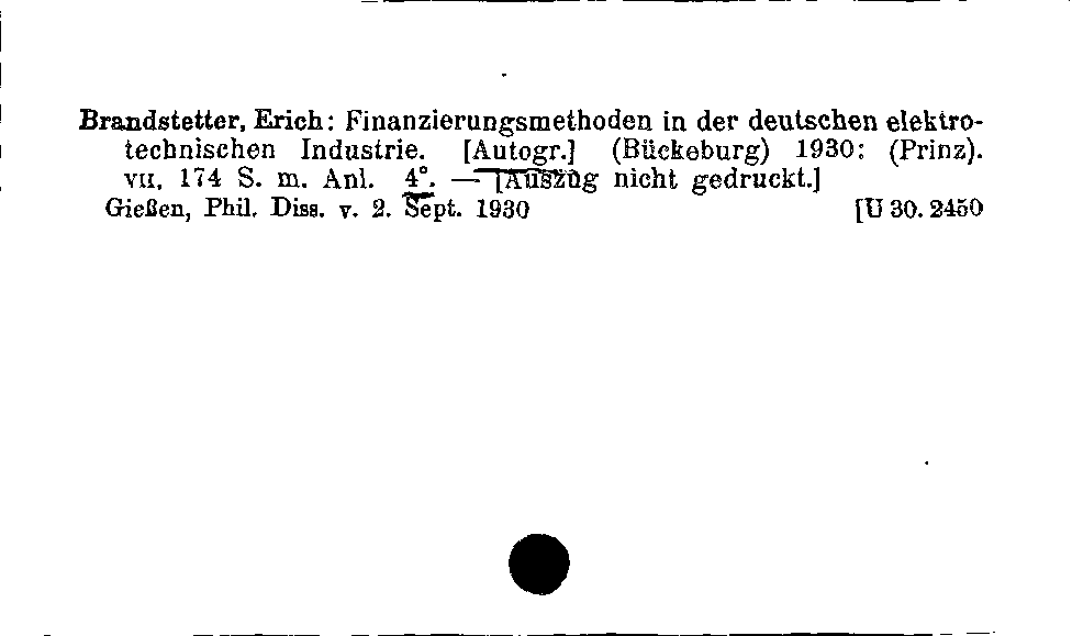 [Katalogkarte Dissertationenkatalog bis 1980]