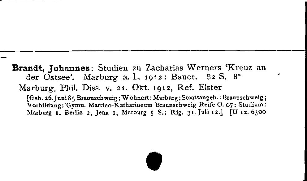 [Katalogkarte Dissertationenkatalog bis 1980]