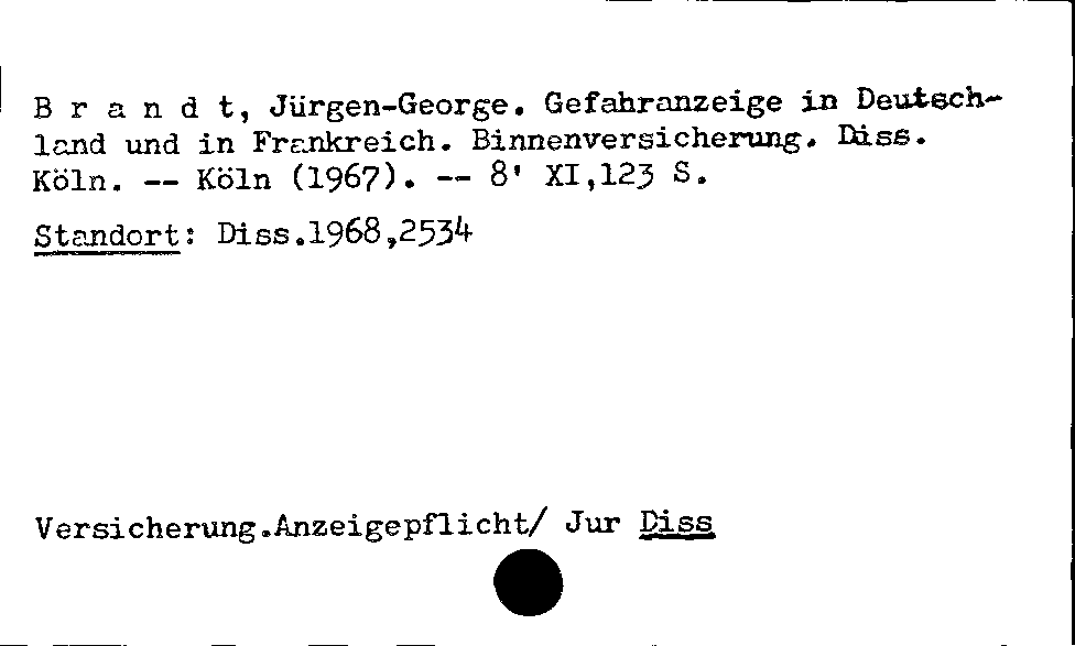 [Katalogkarte Dissertationenkatalog bis 1980]