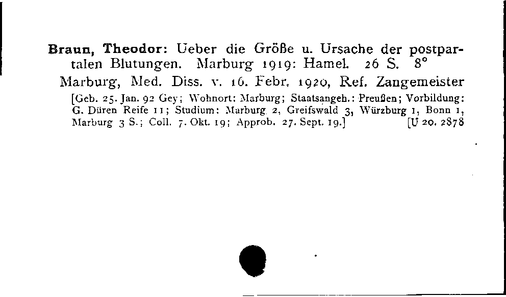 [Katalogkarte Dissertationenkatalog bis 1980]