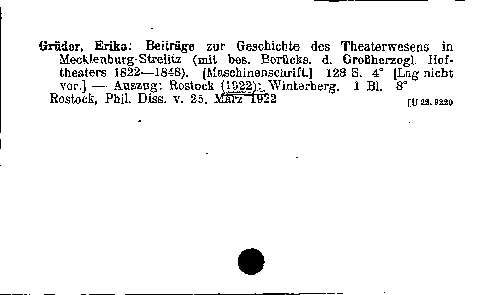 [Katalogkarte Dissertationenkatalog bis 1980]