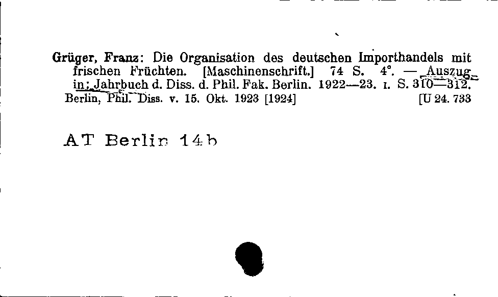 [Katalogkarte Dissertationenkatalog bis 1980]