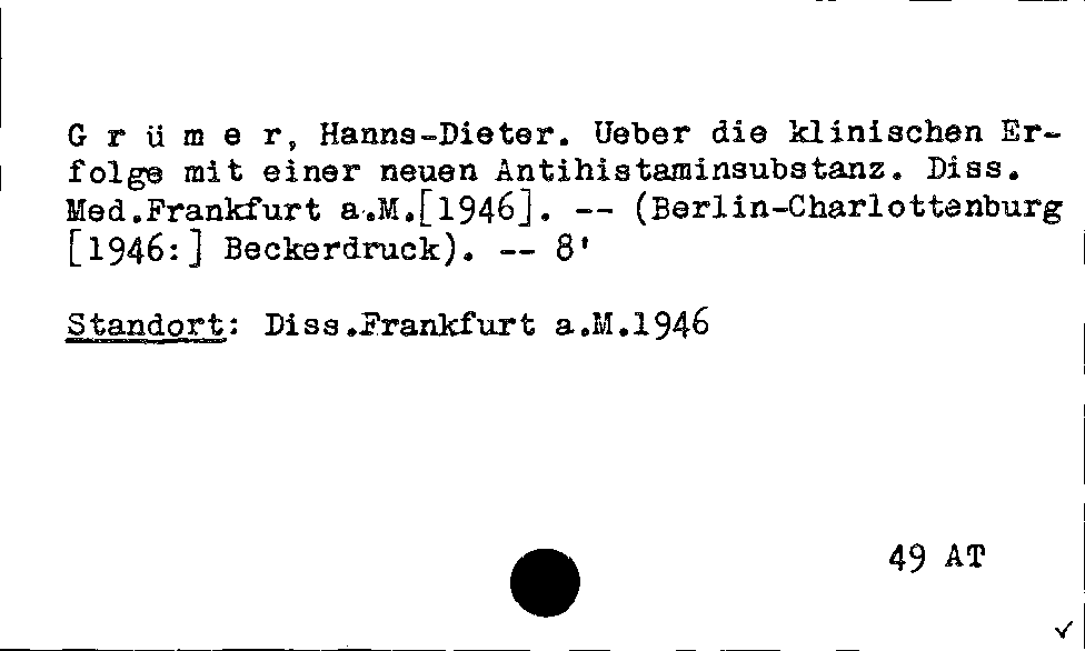 [Katalogkarte Dissertationenkatalog bis 1980]