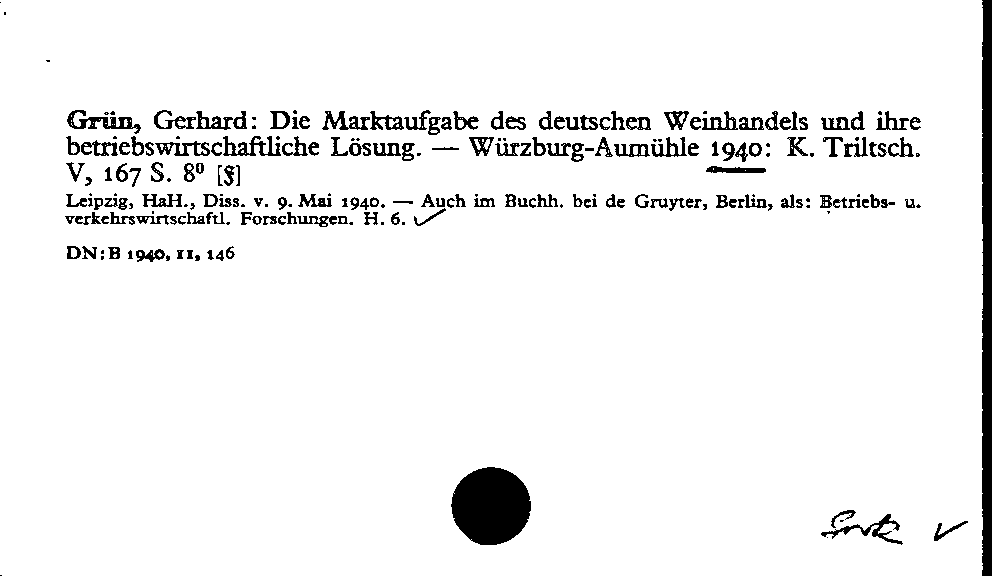 [Katalogkarte Dissertationenkatalog bis 1980]