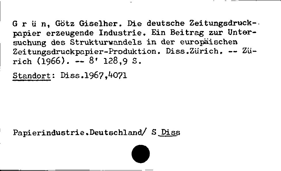 [Katalogkarte Dissertationenkatalog bis 1980]