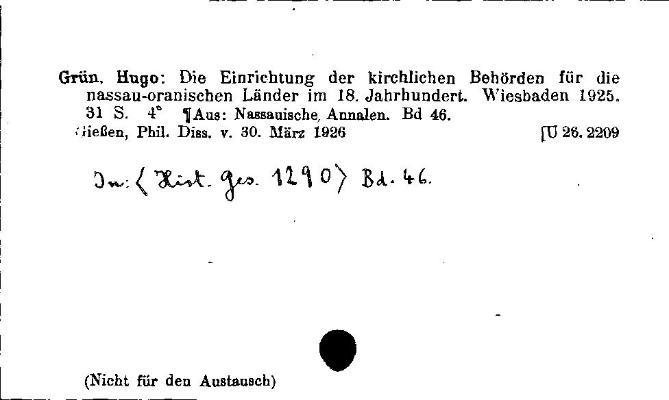 [Katalogkarte Dissertationenkatalog bis 1980]