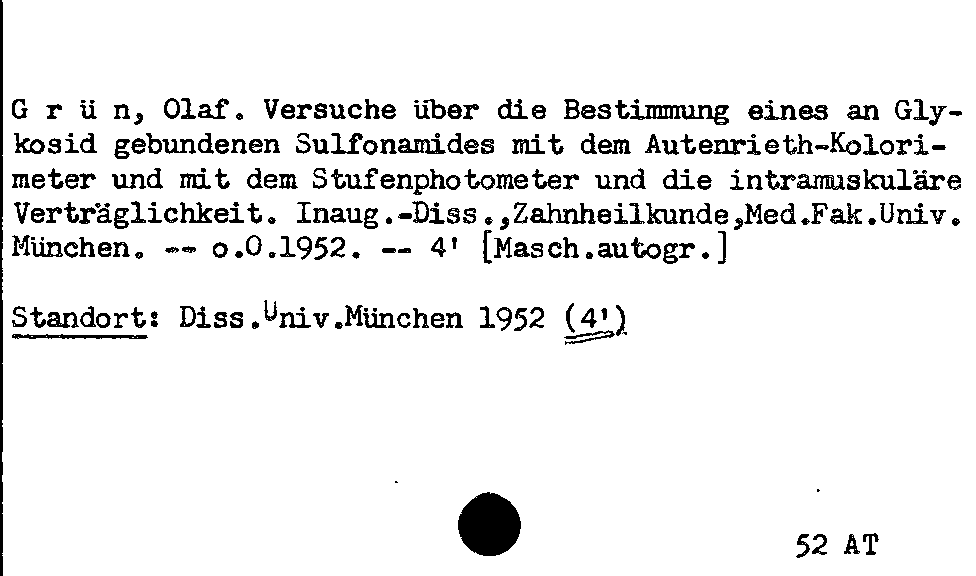 [Katalogkarte Dissertationenkatalog bis 1980]