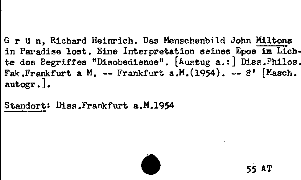 [Katalogkarte Dissertationenkatalog bis 1980]