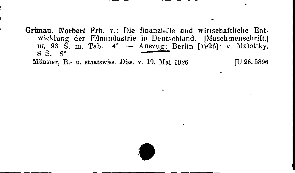 [Katalogkarte Dissertationenkatalog bis 1980]