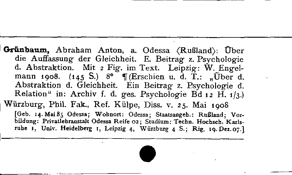 [Katalogkarte Dissertationenkatalog bis 1980]