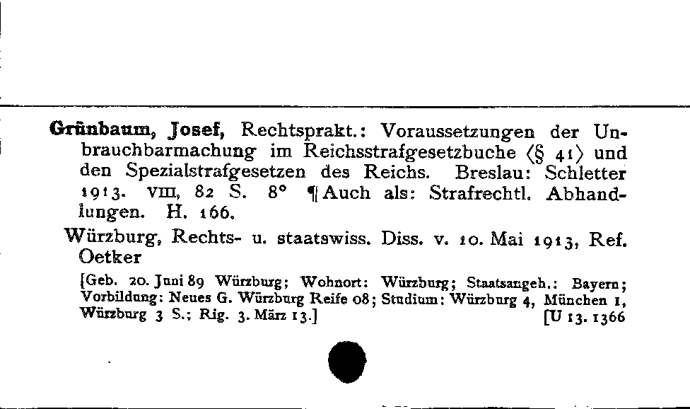 [Katalogkarte Dissertationenkatalog bis 1980]