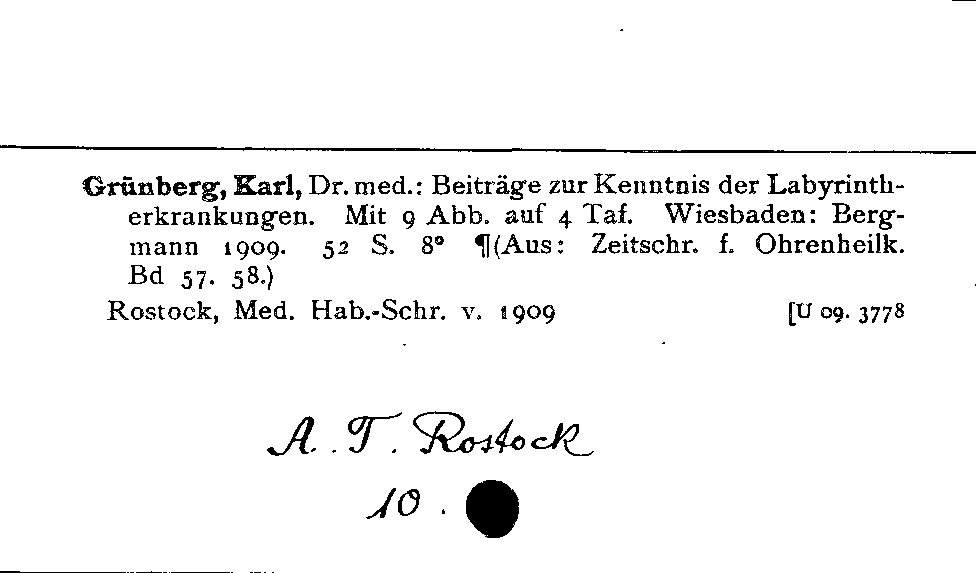 [Katalogkarte Dissertationenkatalog bis 1980]