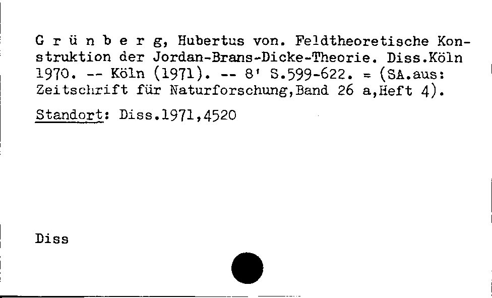 [Katalogkarte Dissertationenkatalog bis 1980]