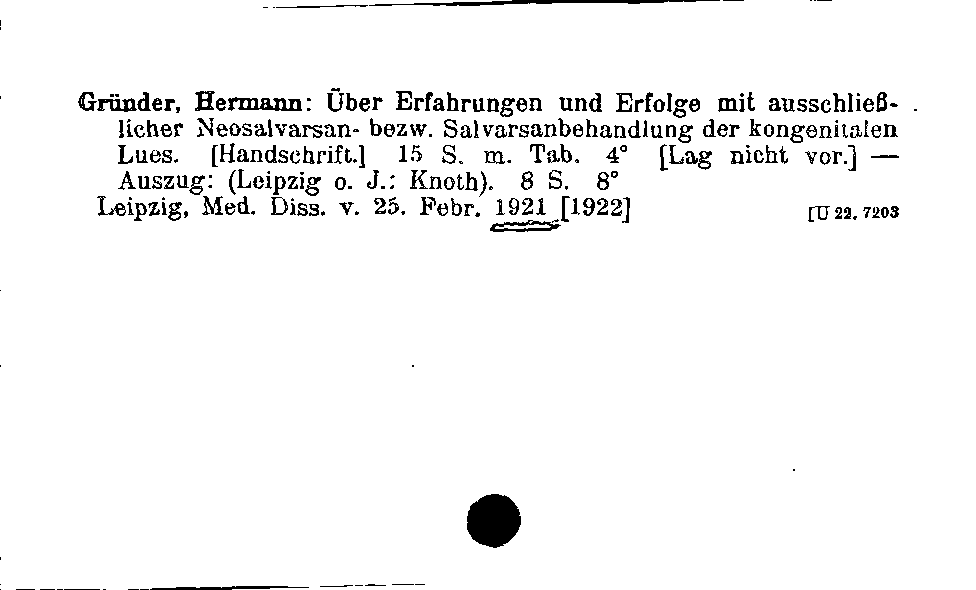 [Katalogkarte Dissertationenkatalog bis 1980]