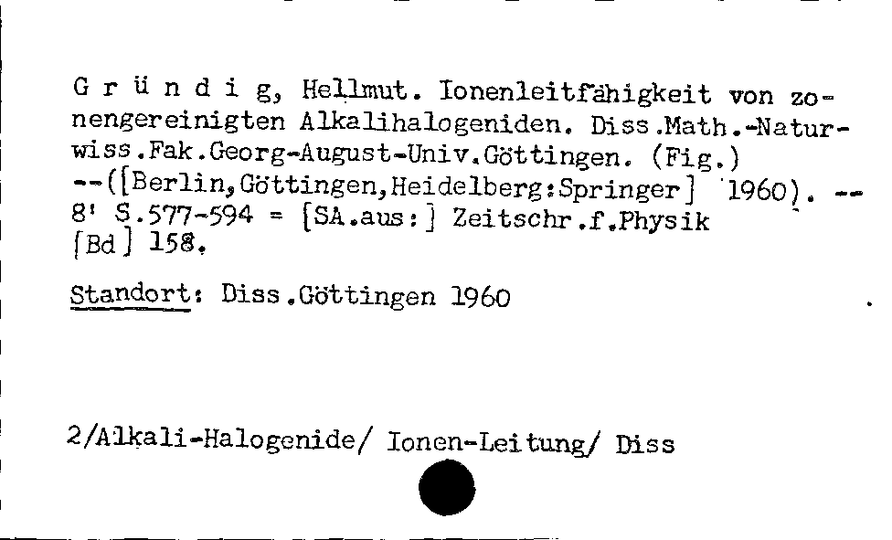 [Katalogkarte Dissertationenkatalog bis 1980]