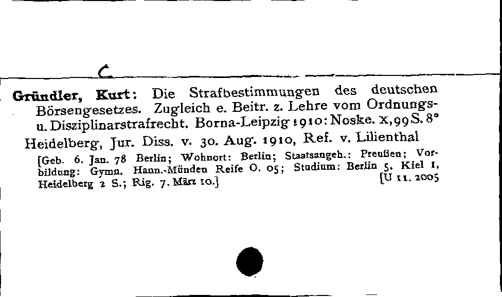 [Katalogkarte Dissertationenkatalog bis 1980]