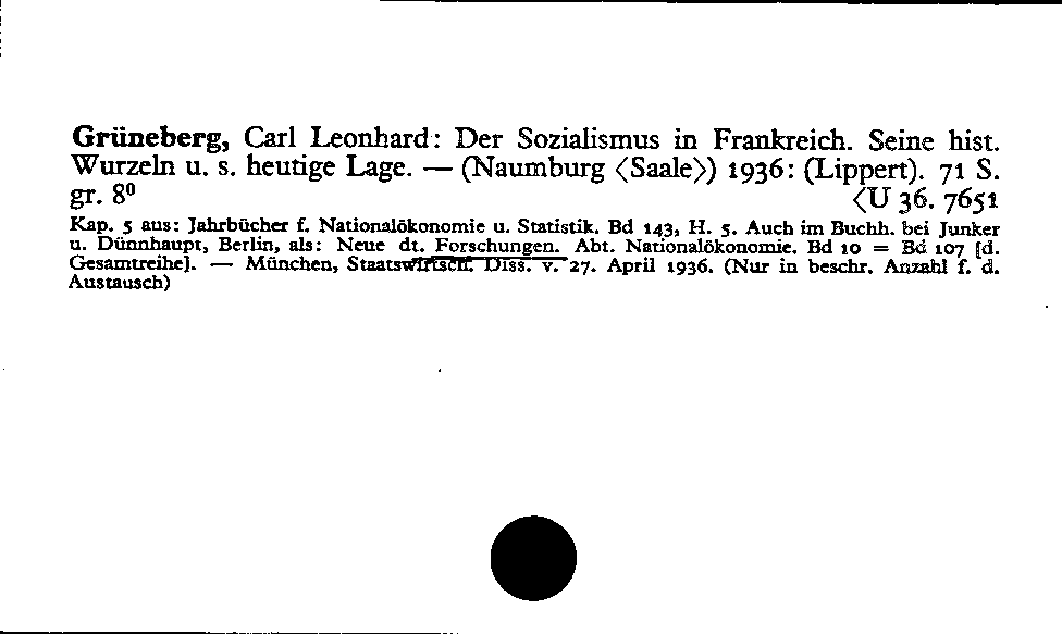 [Katalogkarte Dissertationenkatalog bis 1980]