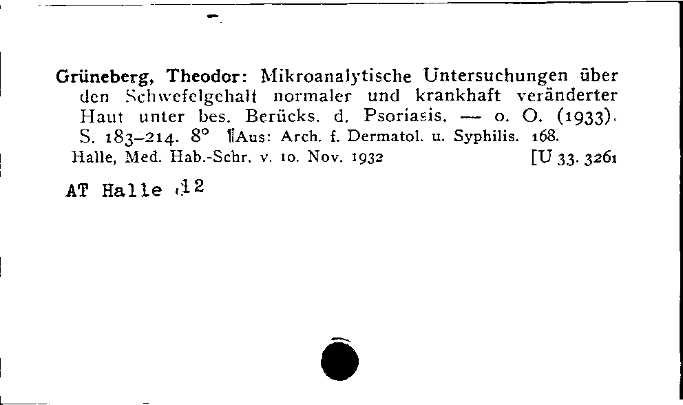 [Katalogkarte Dissertationenkatalog bis 1980]