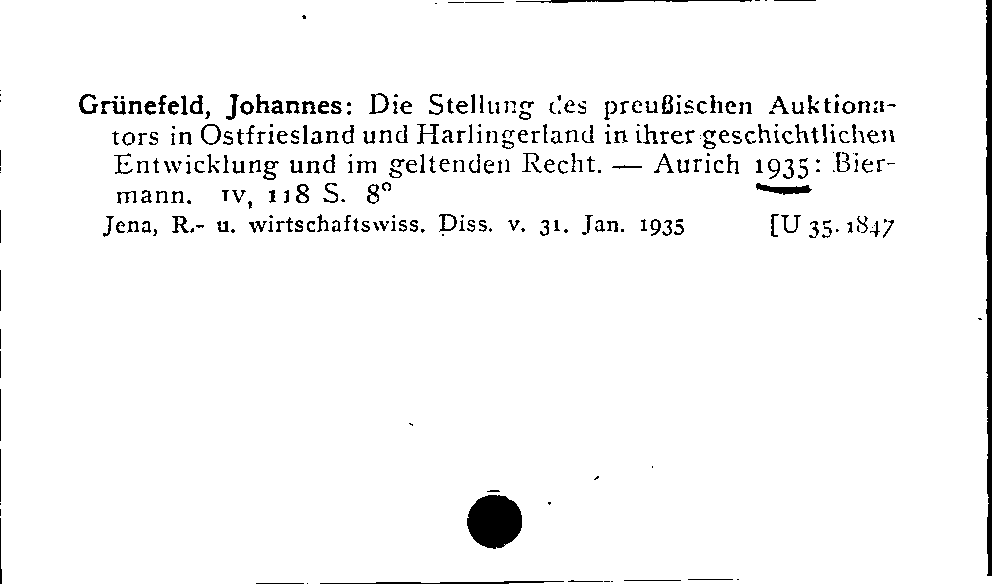 [Katalogkarte Dissertationenkatalog bis 1980]