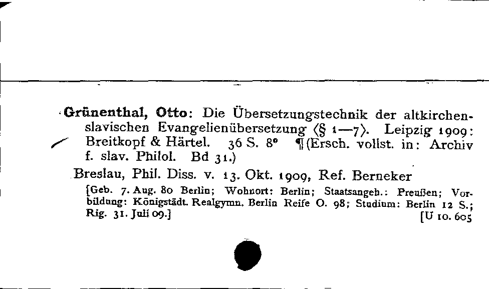 [Katalogkarte Dissertationenkatalog bis 1980]