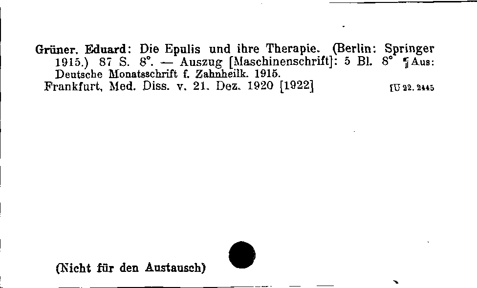 [Katalogkarte Dissertationenkatalog bis 1980]