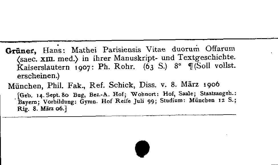 [Katalogkarte Dissertationenkatalog bis 1980]