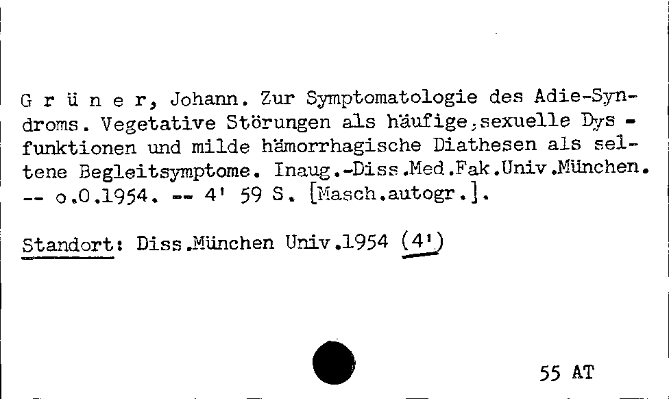 [Katalogkarte Dissertationenkatalog bis 1980]