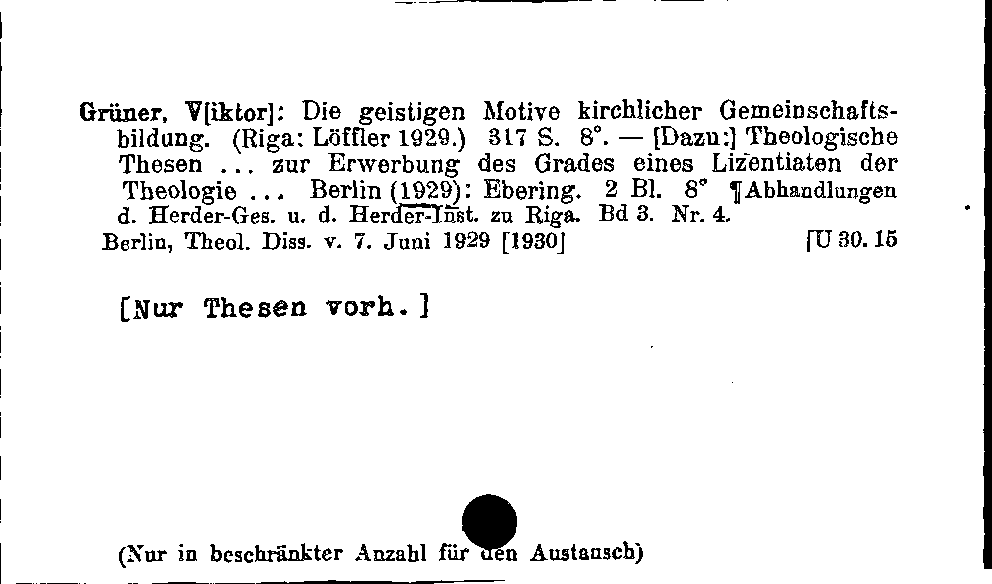 [Katalogkarte Dissertationenkatalog bis 1980]